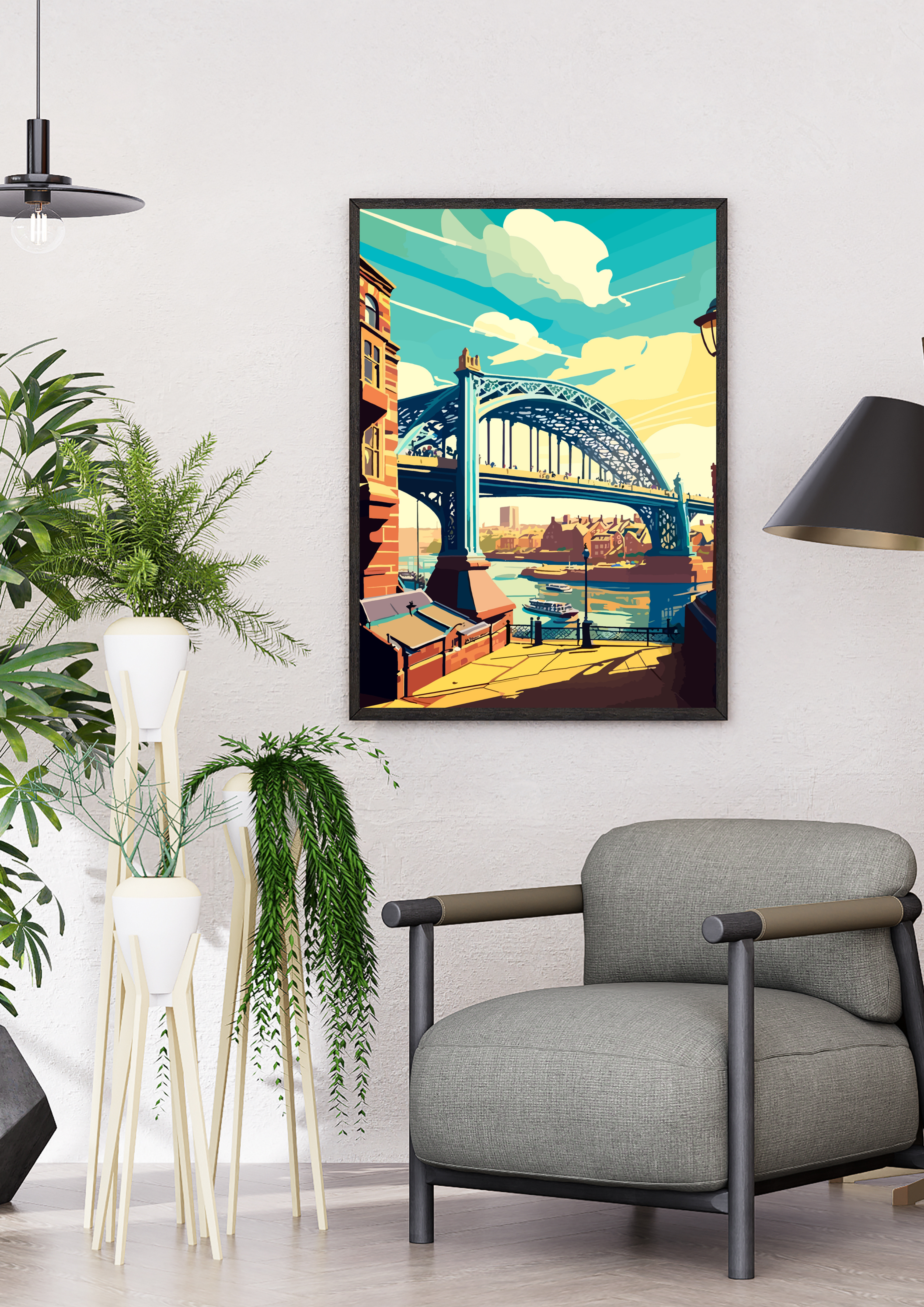 Tyne Bridge Print | Newcastle Quayside Illustration | Geordie Wall Art