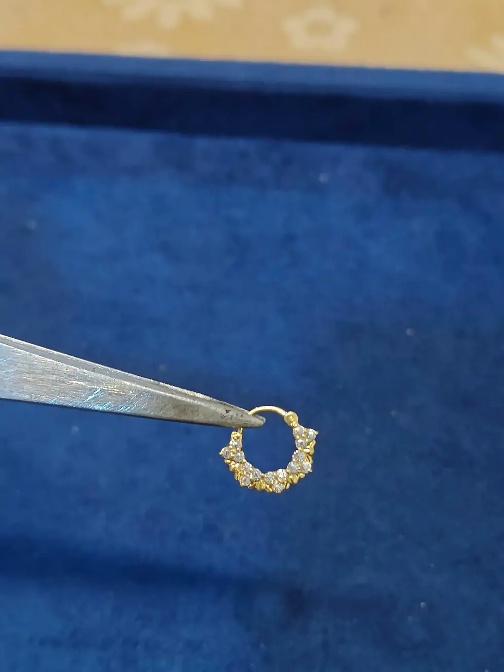 3 Diamond Petal Flower Hoop NosePin