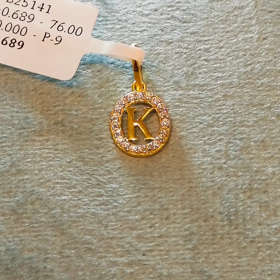 K Alphabet Oval Pendant TearDrop Bail Loop