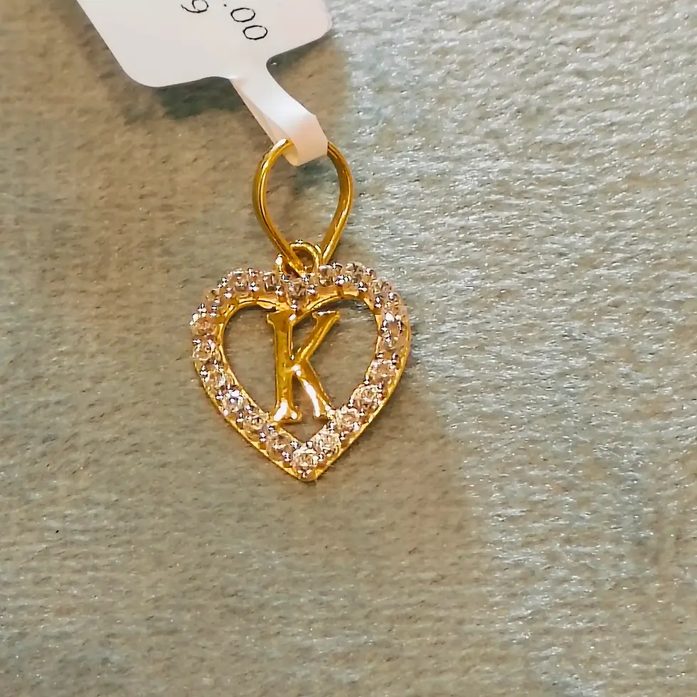 K Alphabet Heart Pendant TearDrop Bail Loop
