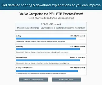 PELLET B Practice Test Results