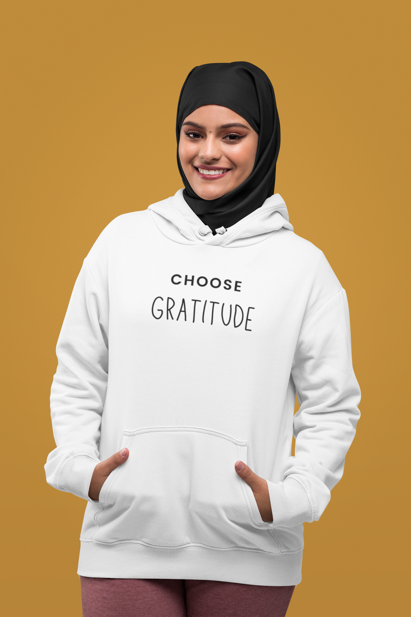 Unisex Premium Pullover "Gratitude" Hoodie Black Lettering
