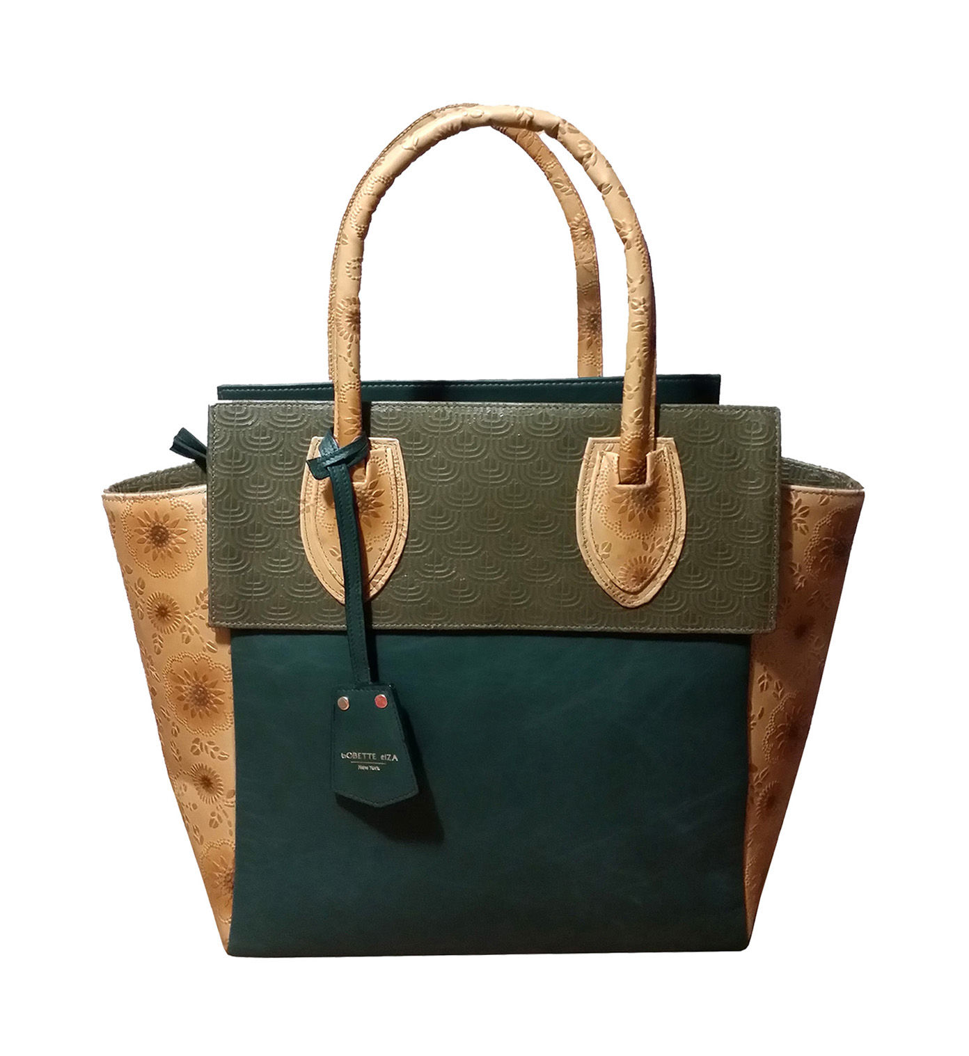 Green distressed leather bag
