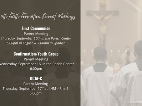 Youth Faith Formation Parent Meetings