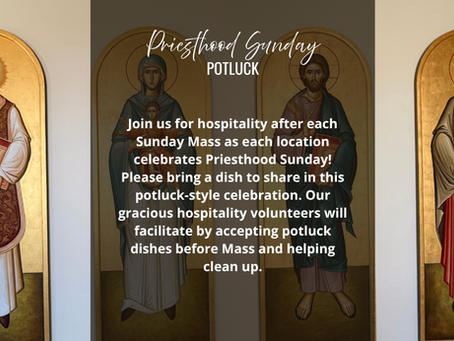 Priesthood Sunday Potluck September 27th, 2026