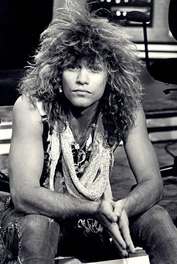 Jon Bon Jovi with big 80s hair