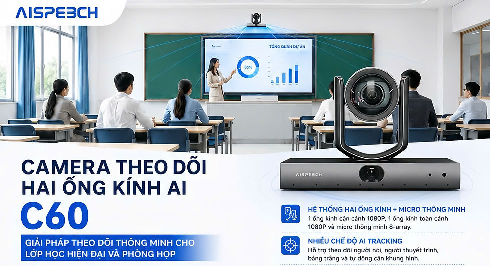AISPEECH C60: Camera AI Theo Dõi Hai Ống Kính Cho Lớp Học & Phòng Họp Thông Minh