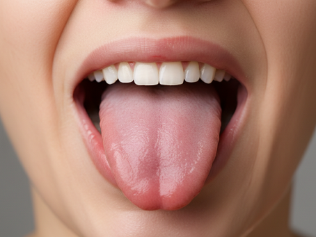 A woman sticking her tongue out