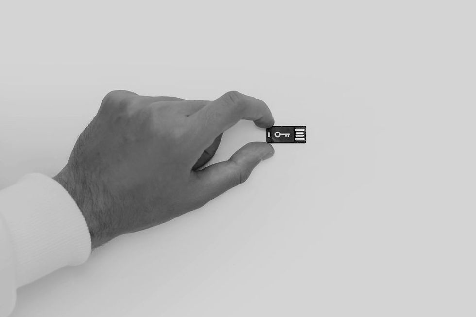 Hand holding micro chip as key