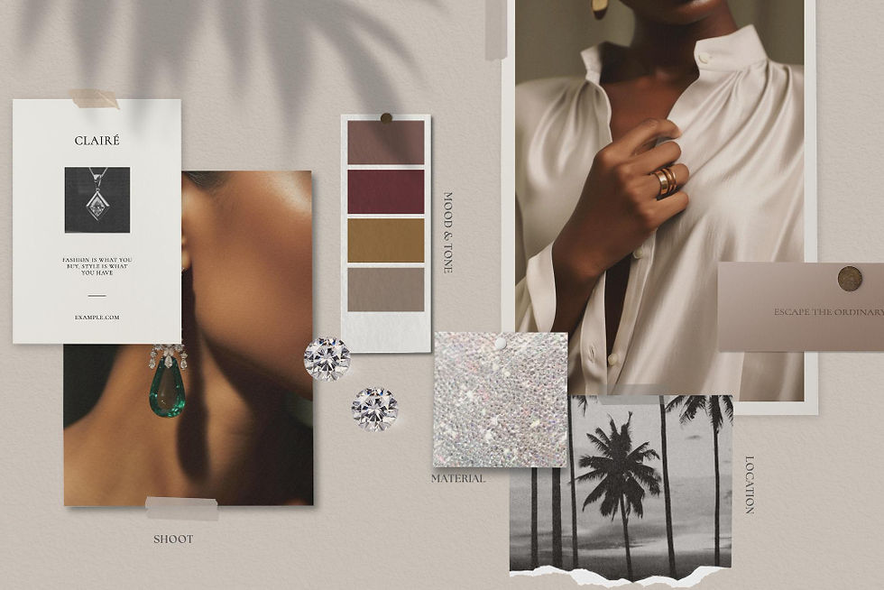 Visual collage illustrating identity-led branding, authentic visual storytelling, and luxury brand identity development for women founders.