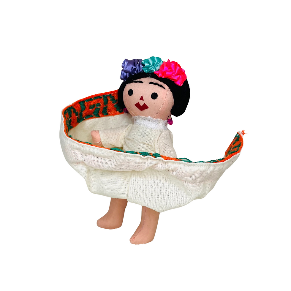 Miniatura: Mexican Handmade Frida Maria Rag Doll with Traditional Dress 7" | Mona de Trapo