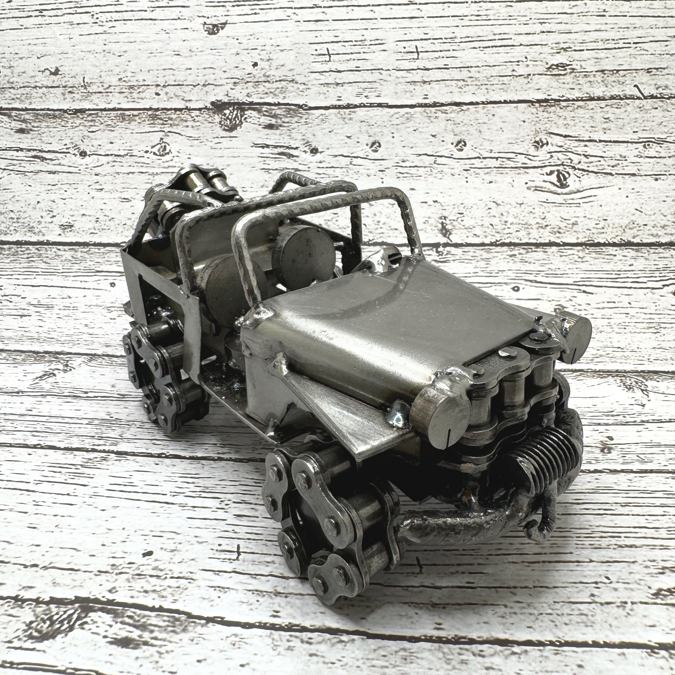 Artisan Mini Jeep Off-Road Crafted 4 x 4 Metal Recycled Auto Parts Sculpture