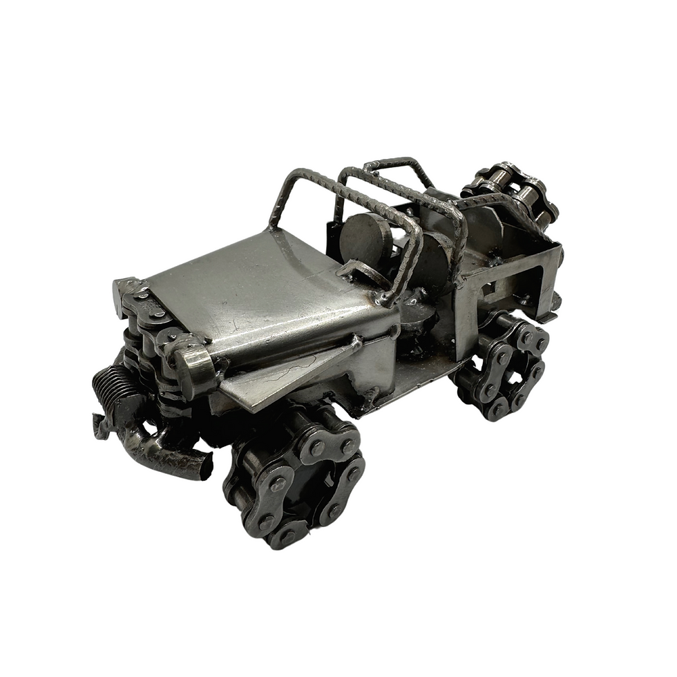 Thumbnail: Artisan Mini Jeep Off-Road Crafted 4 x 4 Metal Recycled Auto Parts Sculpture