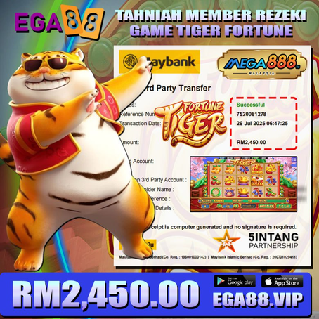 ⭐️TAHNIAH MEMBER EGA88 CUCI DALAM GAME MEGA888 RM2450.00⭐️