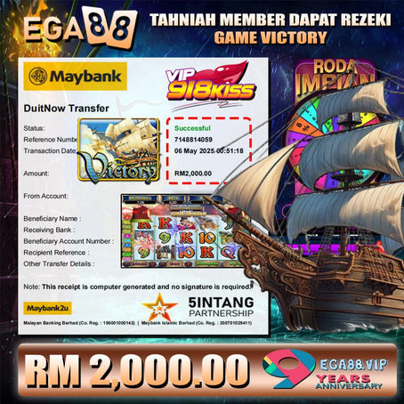 ⭐️TAHNIAH MEMBER EGA88 CUCI DALAM GAME 918KISS RM2600⭐️