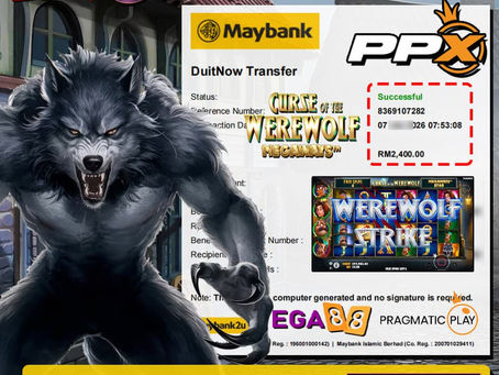 EGA88 member wins RM2400 playing Curse of the Werewolf Megaways slot game by PPX Pragmatic Play