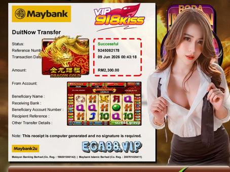 Player wins RM2,300 from Dragon Gold slot game on EGA88 with successful payout proof