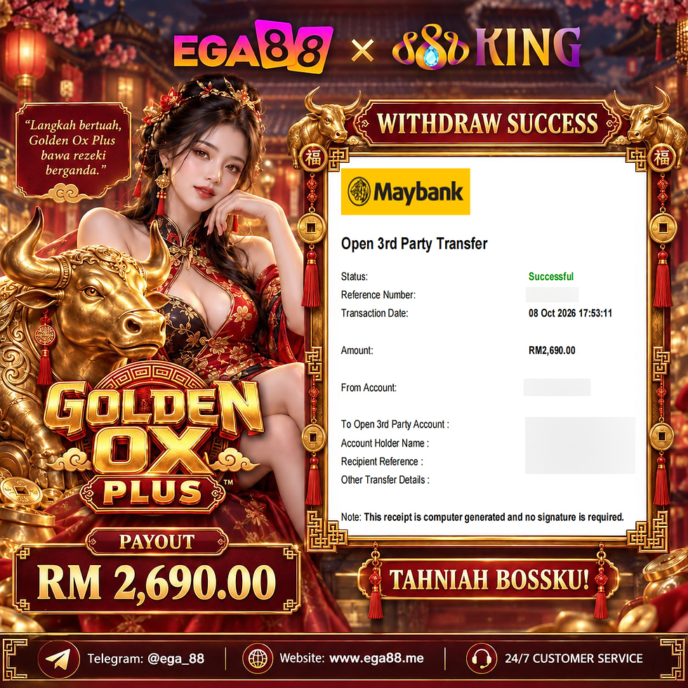 EGA88 x 888KING Golden Ox Plus RM2,690 payout success