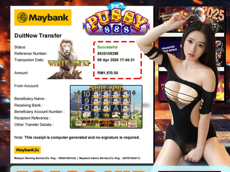 Player wins RM1970 on White King slot game big win celebration