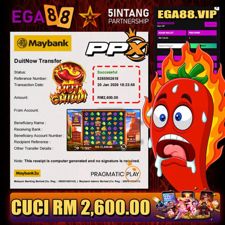 Menang RM2,600 Dengan Game Ppx Hot Chilli di EGA88