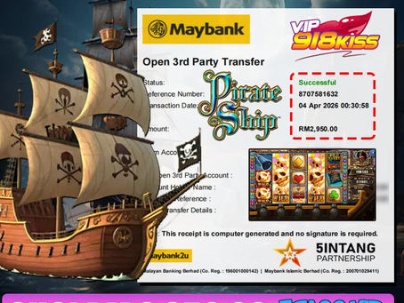 Pirate Ship slot game big win RM2950 jackpot screenshot with gameplay and win result