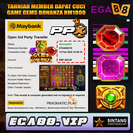 ⭐️TAHNIAH MEMBER EGA88 CUCI DALAM GAME PPX (PRAGMAT|C PLAY) RM1800.00⭐️
