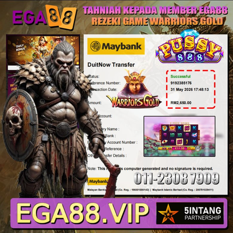 Warriors Gold slot game RM2650 big win at EGA88 online casino Malaysia