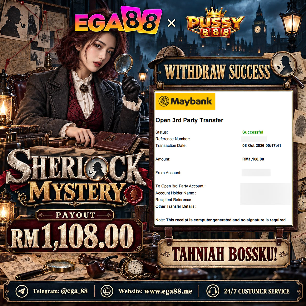 EGA88 x Pussy888 Sherlock Mystery RM1,108 payout success