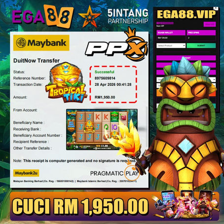 Player wins RM1,950 playing Tropical Tiki slot game with big payout and exciting bonus features