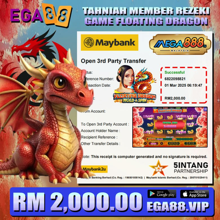 ⭐️TAHNIAH MEMBER EGA88 CUCI DALAM GAME MEGA888 RM2000.00⭐️