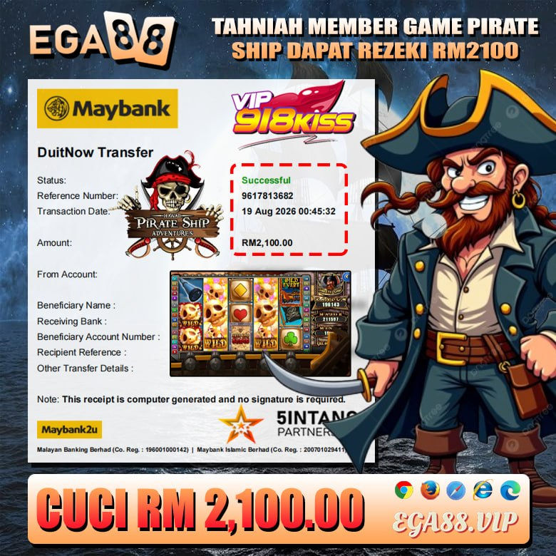 EGA88 VIP Pirate Ship RM2100 payout winning result