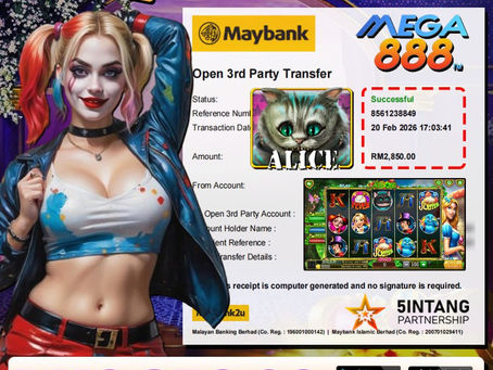 EGA88 member wins RM2850 playing Alice online slot game with successful payout proof