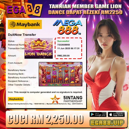 ⭐️TAHNIAH MEMBER EGA88 CUCI DALAM GAME MEGA888 RM2250.00⭐️