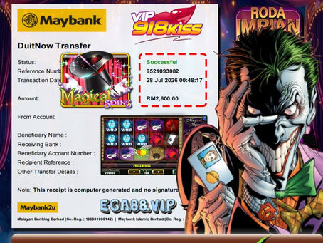 Player wins RM2,600 on Magical Spins game with successful payout and exciting jackpot celebration.