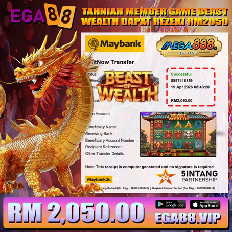 EGA88 Beast of Wealth big win RM2050 slot game payout Malaysia