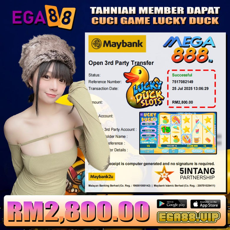 ⭐️TAHNIAH MEMBER EGA88 CUCI DALAM GAME MEGA888 RM2800.00⭐️