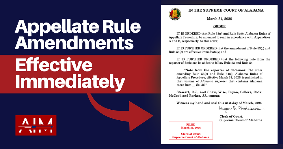 Appellate Rule Amendments Effective Immediately