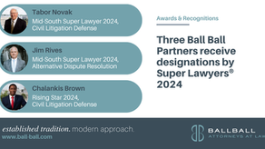 Three Ball Ball Partners receive designations by Super Lawyers® 2024