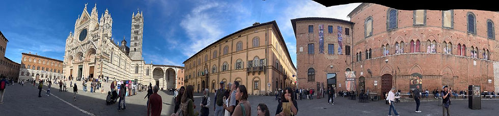 Carpe Siena! Today we find ourselves in this jewel of a city with Cultural Debris Excursions, led by our friends Tom and Alan (check out the Etc. category below to learn more about their trips, and lots about why Siena is so fascinating). The Duomo and its stunning tribute to Christian humanism in the marble floor mosaics is the main attraction, and worth a visit to Siena alone.