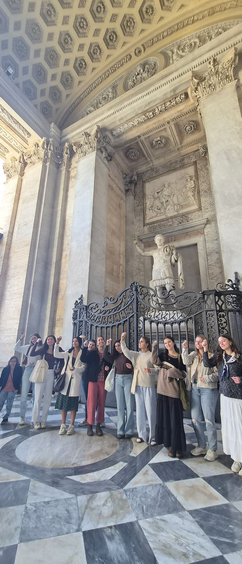 Carpe Constantine! He may not be a saint in the Roman rite, but he is still given a place of honor in the portico of the basilica he originally built, today referred to as St. John Lateran. The ladies of the Art and Architecture of Rome class got an earful about Constantine's complicated family relationships that influenced the course of history. Following the Lateran, we went over to Constantine's mom's place, the Basilica of the Holy Cross, the ultimate pilgrimage church of Rome.