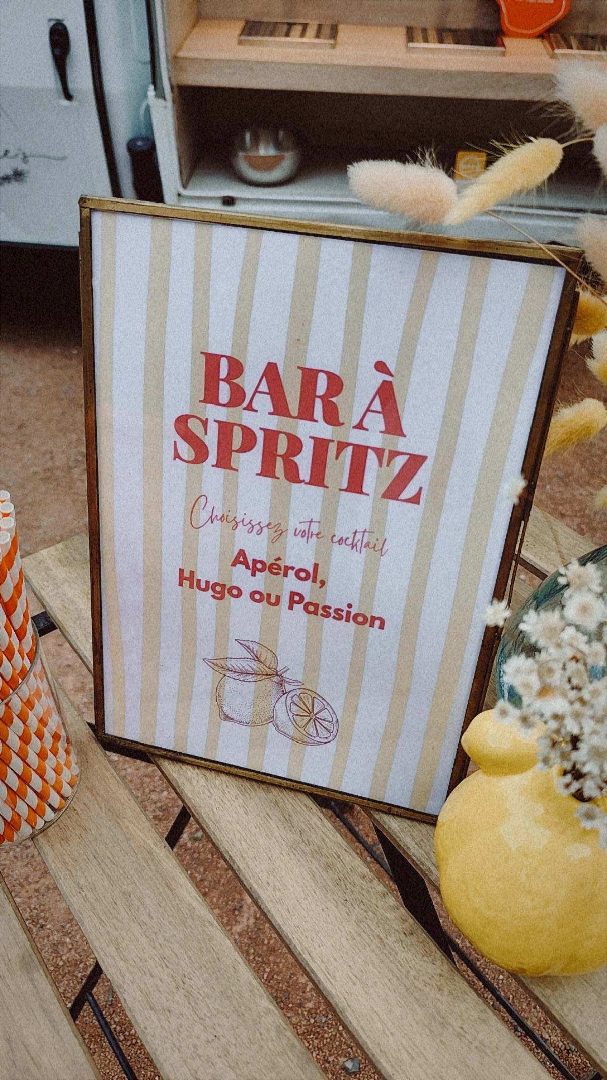 Affiche bar à spritz mariage : Aperol, Hugo et spritz passion