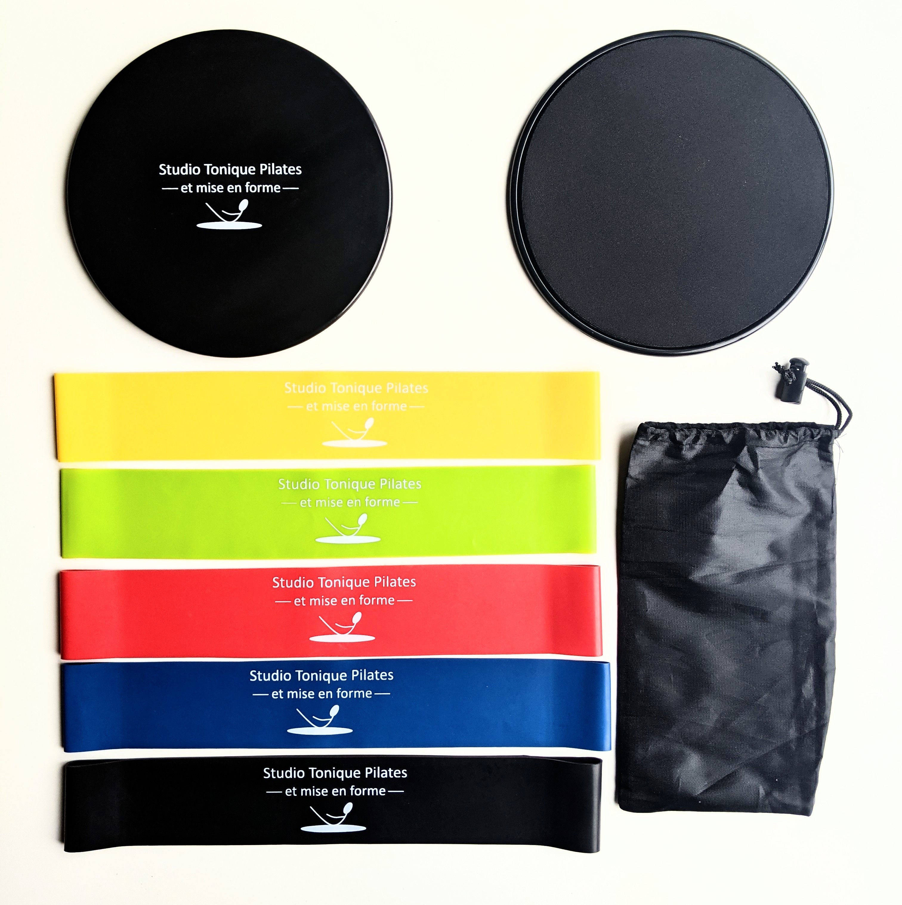 Ensemble sac fourre-tout, boucles élastiques et disques glisseurs    polyvalents