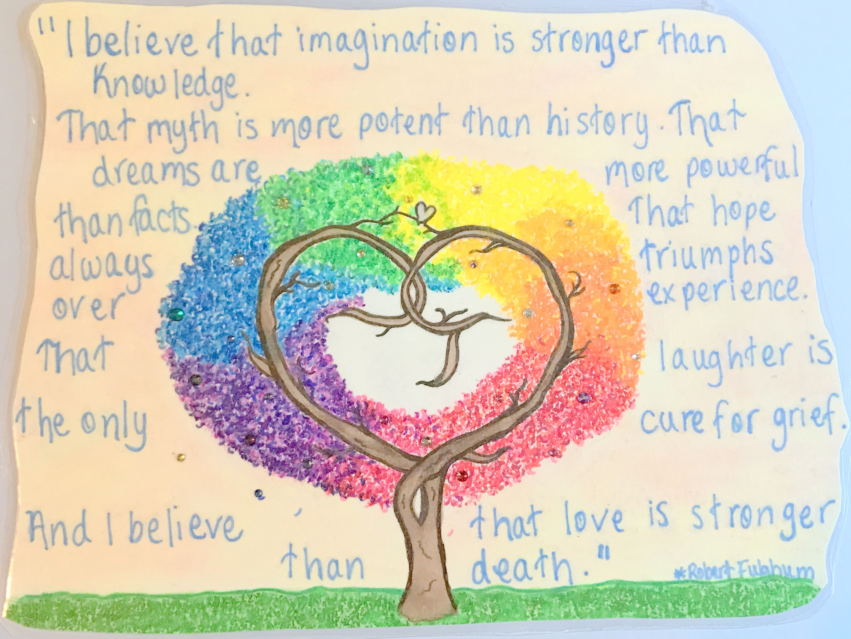 GQ18 Tree~Robert Fulghum quote w/ Swarovski crystals