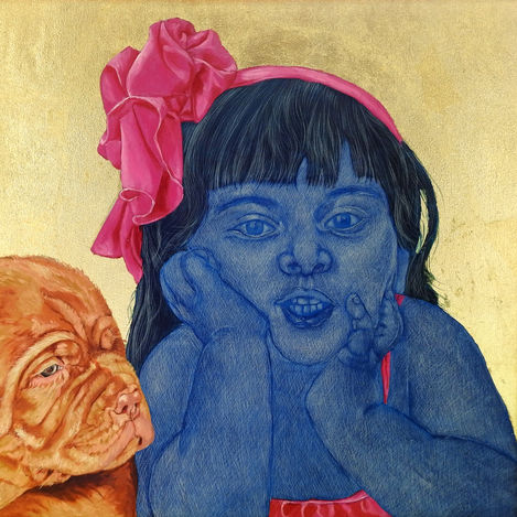 ART AFFINITY 6 Deepali S_Siblings love-2_Oil, Acrylic & Gold Leaf on Canvas_24 x 30 inch