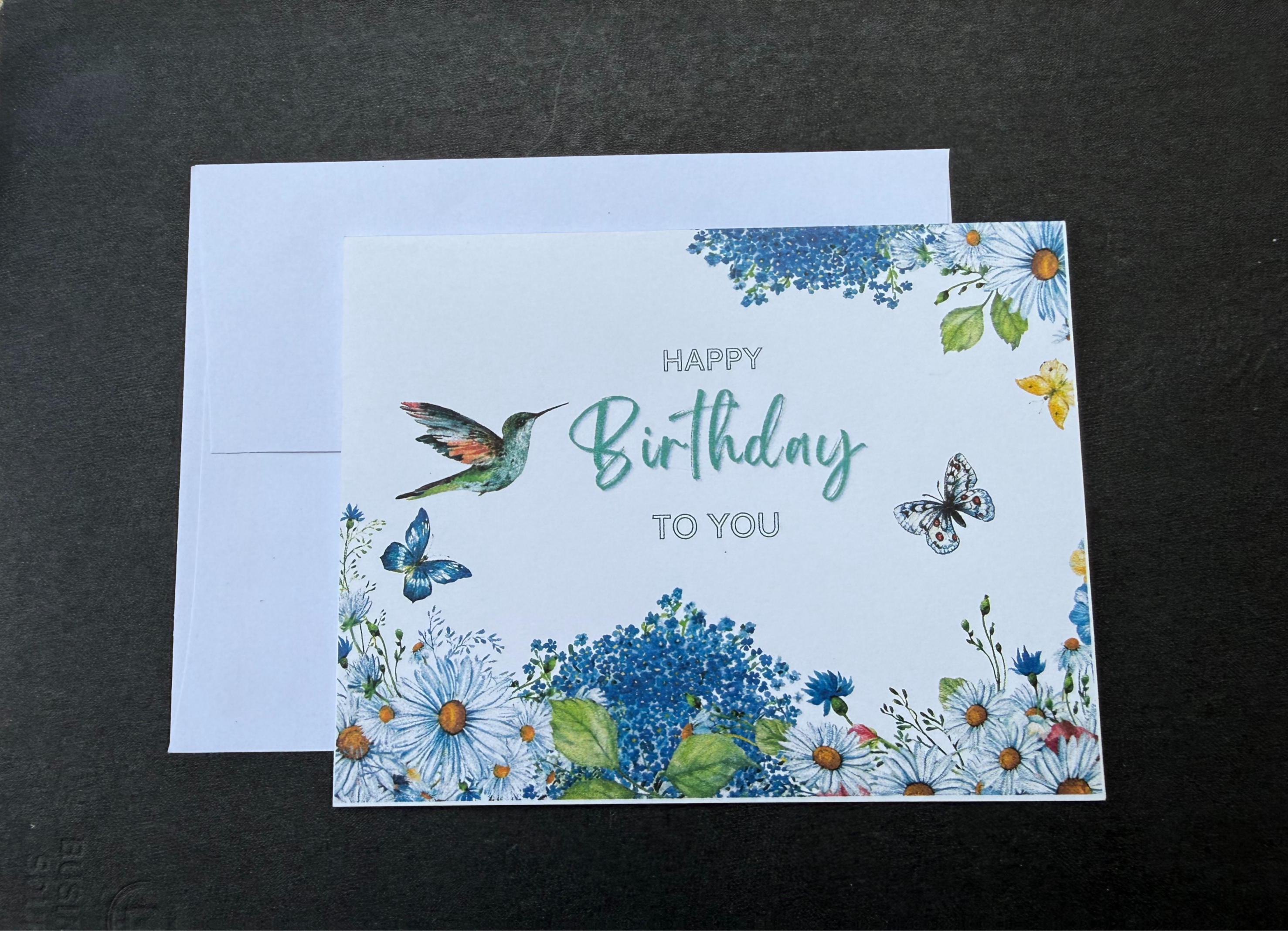 Happy Birthday Blue Hummingbird Notecards