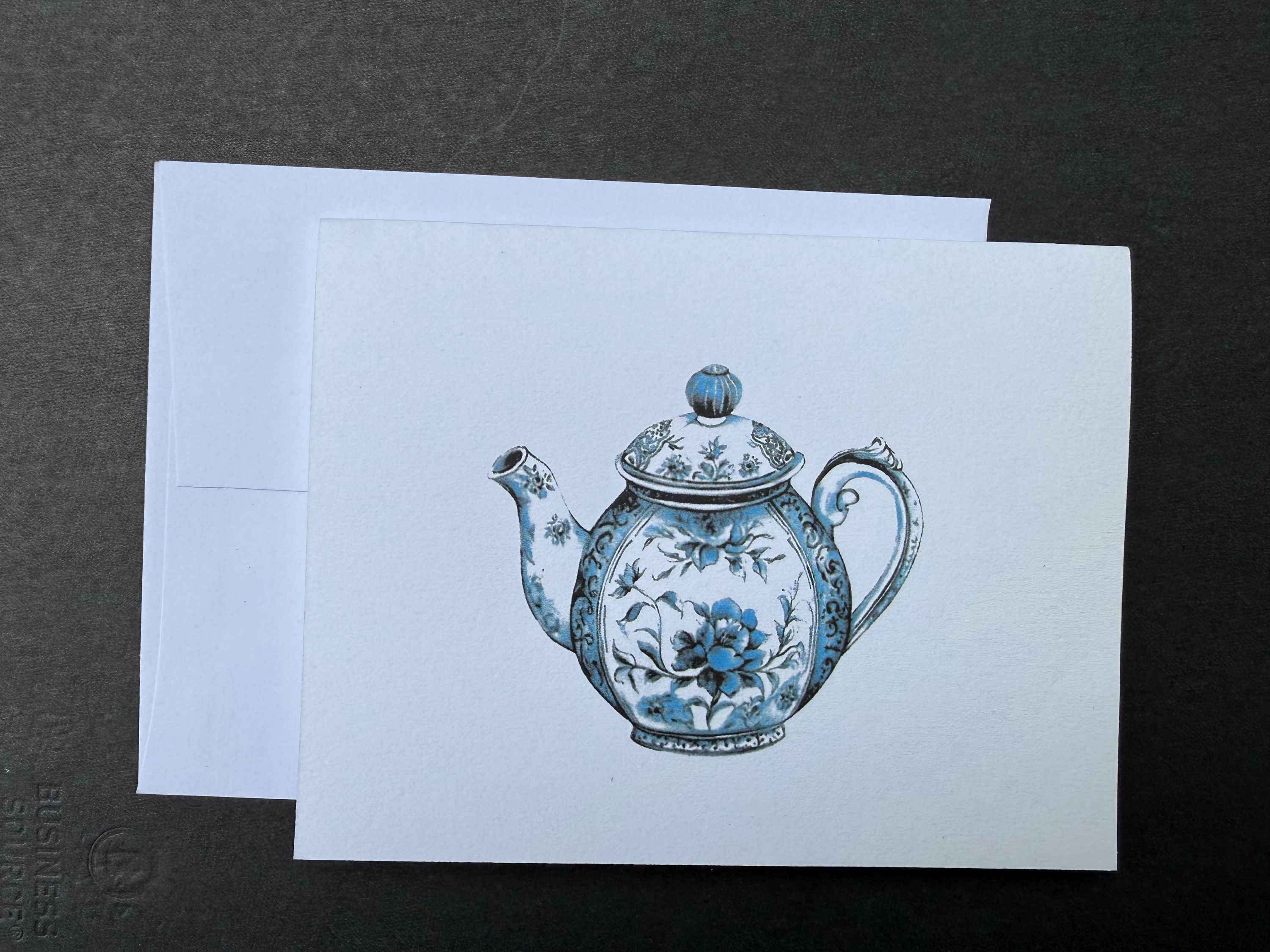 Blue Toile Teapot Notecards