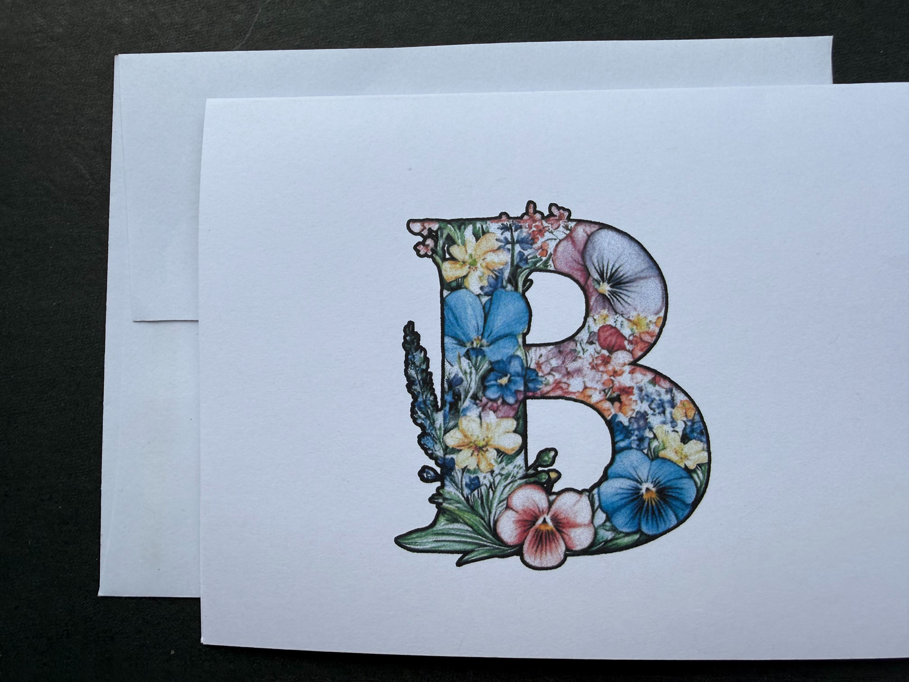 Blue Floral Monogram Art - 'B'