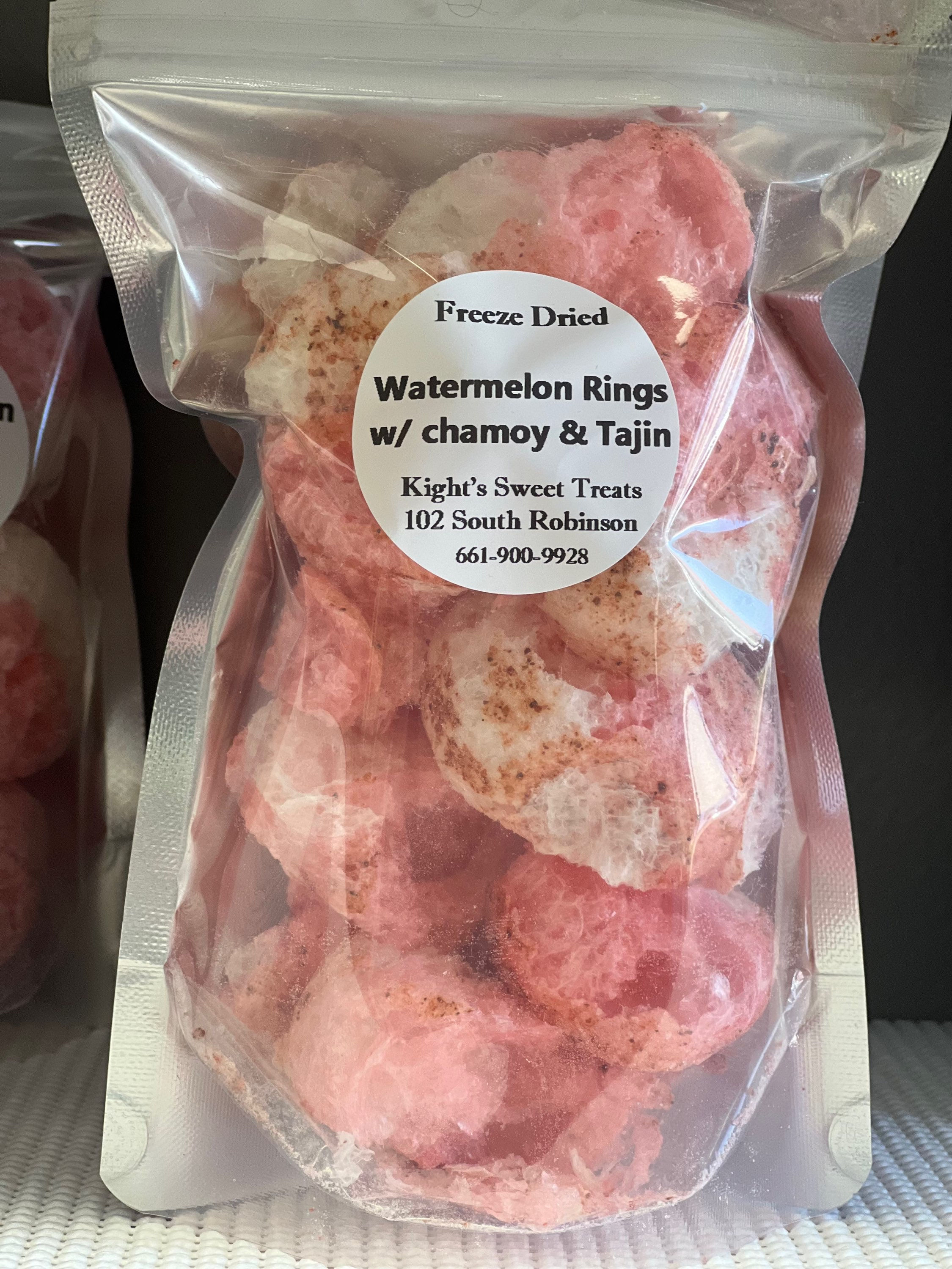 Watermelon Rings w/ chamoy and tajin 