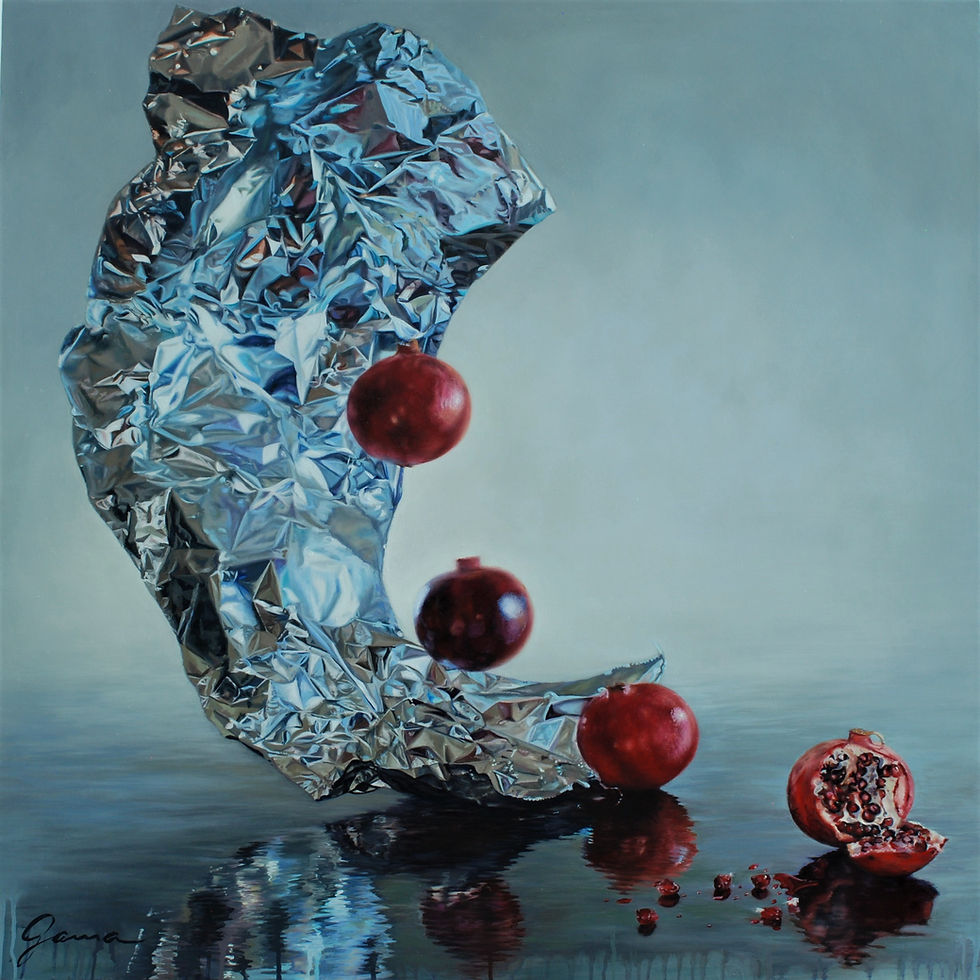 2621-Microgravité liquide, Huile sur panneau, 36x36 po.