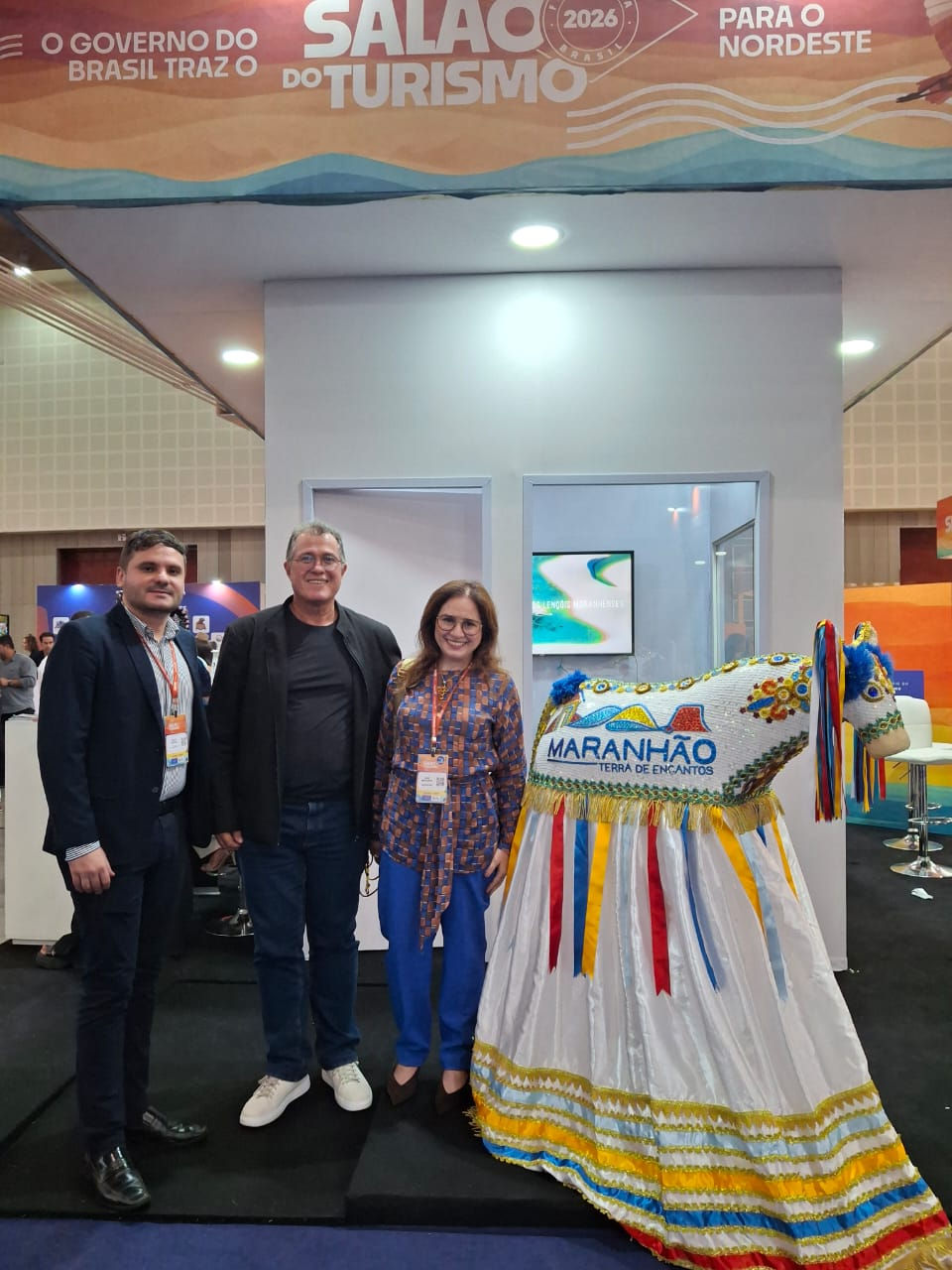 Secretário Adjunto de turismo do Maranhão, Ruan Tavares; Presidente do Comtur SLZ, Pedro Robson e Presidente da ABAV Nacional, Ana Carolina.